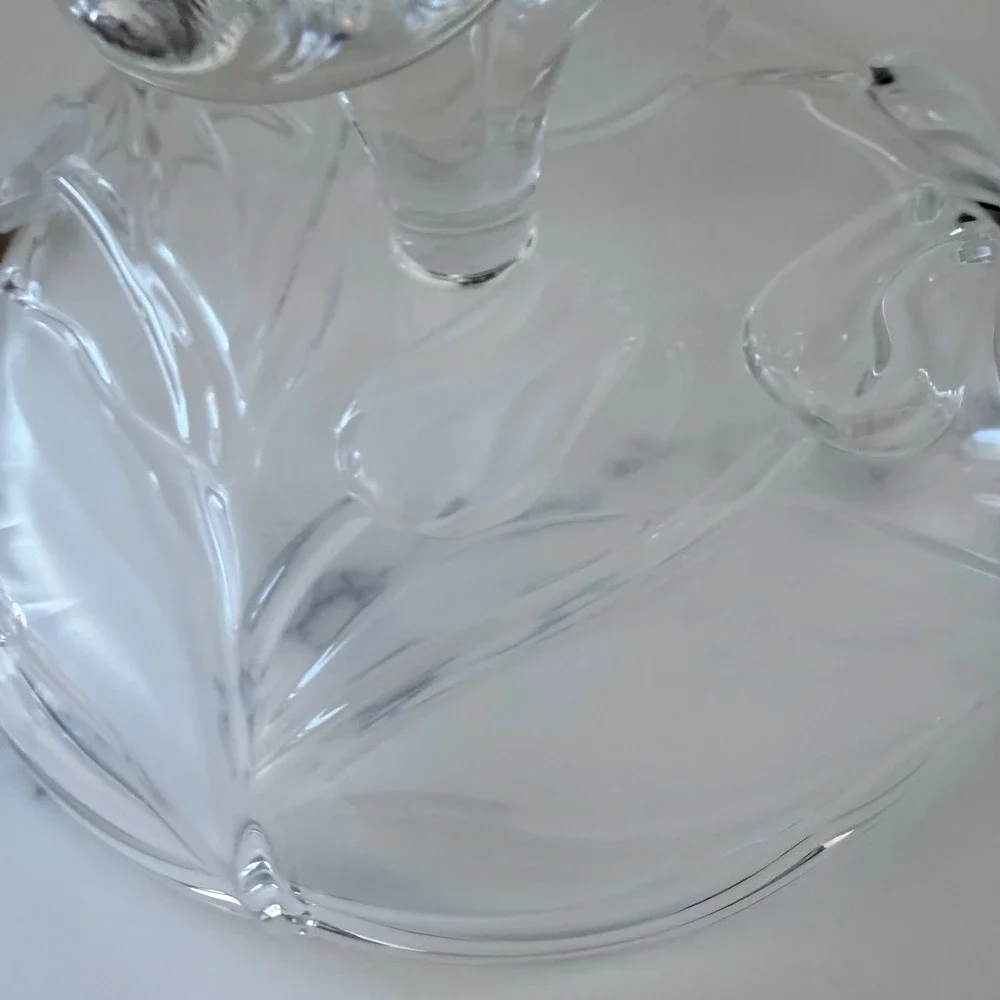 Mikasa Spring Crest Frosted Glass Tulip Pedestal Bowl Scalloped Compote Dish 7.5